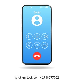 Template call screen smartphone interface vector illustration, Flat UI for call screen smartphone application