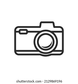 template camera icon, flat black line, suitable for camera apps, taking pictures and camera products