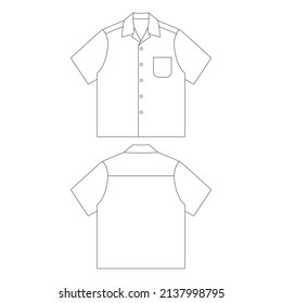 Template camp shirt with pocket vector illustration flat design outline clothing collection