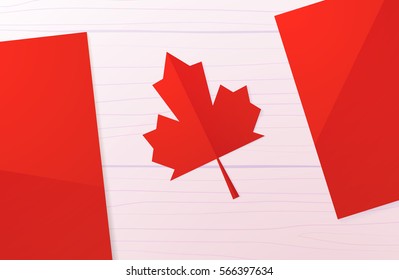 Template with Canada flag on a wood background.Brochure, layout, Flyer layout template design. Vector Illustration.