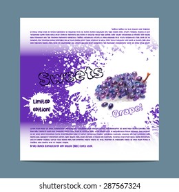 Template candy packaging. Grape sweets.  Stencil for print of pack sugar lozenge.