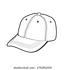 Template cap vector illustration flat design outline template clothing collection