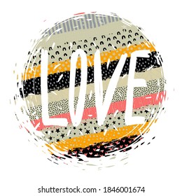 Template card or banner. Love. Can be used for scrapbook, print, flyer or label and etc. 