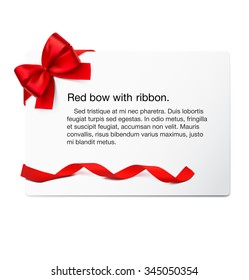 Template of card with bow and ribbon. Vector illustration. Can be use for decoration greetings, card, coupon, etc.