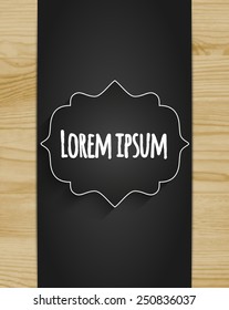 template card with chalk frame with shadow and place for text on a wood texture background