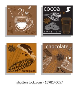Template card with cocoa beans products collection