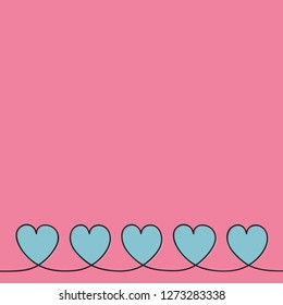 Template of a card with cute hearts. Mother's Day, Women's Day and Valentine's Day. Vector