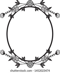 Template card with decorative flower frame. Vector