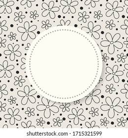 Template of a card with floral pattern and copyspace. Mother’s Day, Women’s Day and Valentine’s Day background. Vector