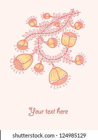 Template for the card with flowers