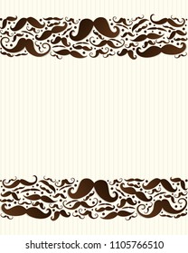 Template of card with funny mustaches - Father's Day and Barber Shop. Vector.
