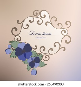 Template card for greeting, invitation, wedding, birthday, Easter with spring flowers