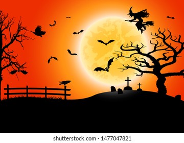 Template card for a Halloween. Vector illustration