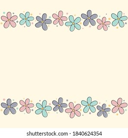 Template of a card with hand drawn flowers. Mother’s Day, Women’s Day and Valentine’s Day background. Vector