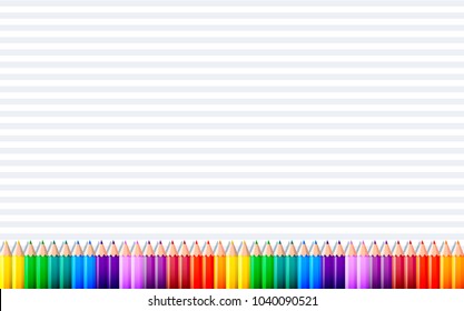 Template for card or invitations with colored pencils. Back to school , vector