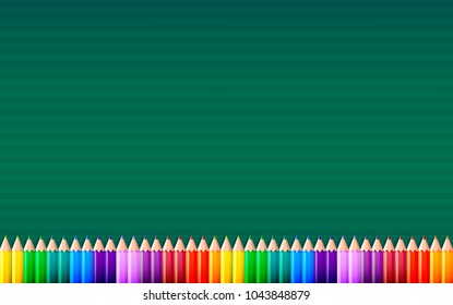 Template for card or invitations with colored pencils. Back to school , vector