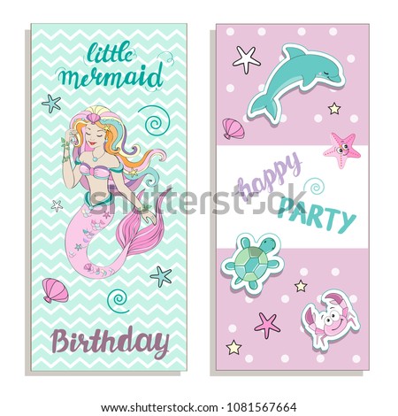 template card little mermaid stock vector royalty free 1081567664