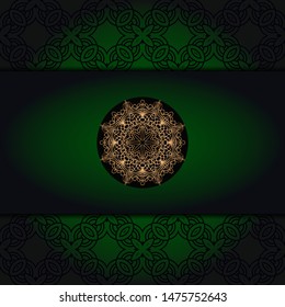 Template card with mandala. Vector. Oriental design for Christmas party invitation, Ramadan holiday, New year greeting, beauty spa salon, wedding