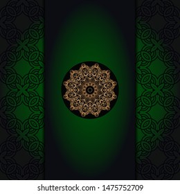 Template card with mandala. Vector. Oriental design for Christmas party invitation, Ramadan holiday, New year greeting, beauty spa salon, wedding
