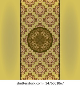 Template card with mandala. Vector. Oriental design for Christmas party invitation, Ramadan holiday, New year greeting, beauty spa salon, wedding