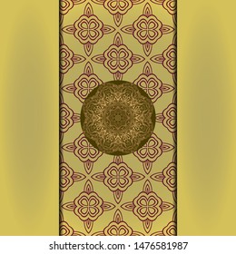 Template card with mandala. Vector. Oriental design for Christmas party invitation, Ramadan holiday, New year greeting, beauty spa salon, wedding
