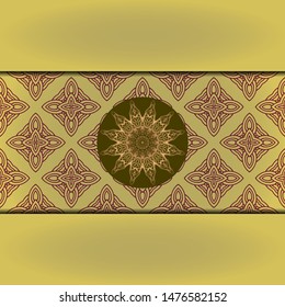 Template card with mandala. Vector. Oriental design for Christmas party invitation, Ramadan holiday, New year greeting, beauty spa salon, wedding