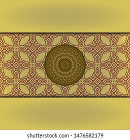 Template card with mandala. Vector. Oriental design for Christmas party invitation, Ramadan holiday, New year greeting, beauty spa salon, wedding