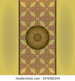 Template card with mandala. Vector. Oriental design for Christmas party invitation, Ramadan holiday, New year greeting, beauty spa salon, wedding