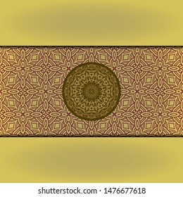 Template card with mandala. Vector. Oriental design for Christmas party invitation, Ramadan holiday, New year greeting, beauty spa salon, wedding