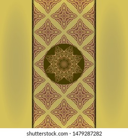 Template card with mandala. Vector. Oriental design for Christmas party invitation, Ramadan holiday, New year greeting, beauty spa salon, wedding