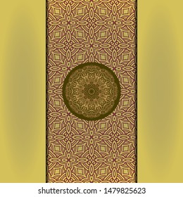 Template card with mandala. Vector. Oriental design for Christmas party invitation, Ramadan holiday, New year greeting, beauty spa salon, wedding