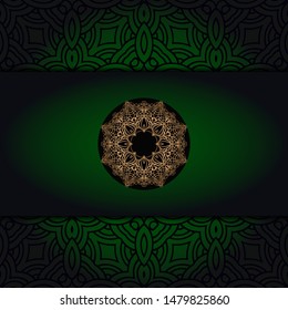 Template card with mandala. Vector. Oriental design for Christmas party invitation, Ramadan holiday, New year greeting, beauty spa salon, wedding