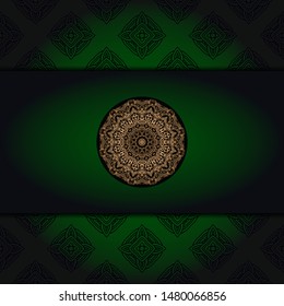 Template card with mandala. Vector. Oriental design for Christmas party invitation, Ramadan holiday, New year greeting, beauty spa salon, wedding