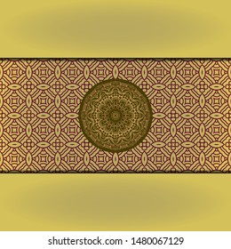 Template card with mandala. Vector. Oriental design for Christmas party invitation, Ramadan holiday, New year greeting, beauty spa salon, wedding