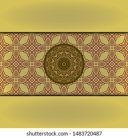 Template card with mandala. Vector. Oriental design for Christmas party invitation, Ramadan holiday, New year greeting, beauty spa salon, wedding