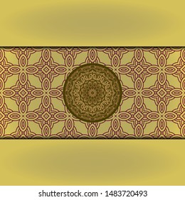 Template card with mandala. Vector. Oriental design for Christmas party invitation, Ramadan holiday, New year greeting, beauty spa salon, wedding
