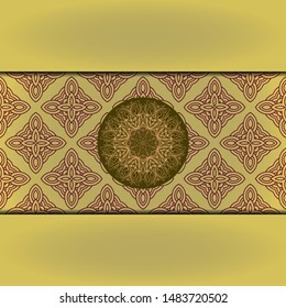 Template card with mandala. Vector. Oriental design for Christmas party invitation, Ramadan holiday, New year greeting, beauty spa salon, wedding
