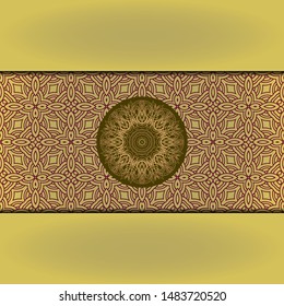 Template card with mandala. Vector. Oriental design for Christmas party invitation, Ramadan holiday, New year greeting, beauty spa salon, wedding