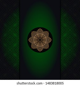 Template card with mandala. Vector. Oriental design for Christmas party invitation, Ramadan holiday, New year greeting, beauty spa salon, wedding