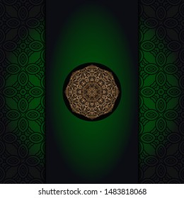 Template card with mandala. Vector. Oriental design for Christmas party invitation, Ramadan holiday, New year greeting, beauty spa salon, wedding