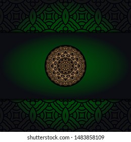 Template card with mandala. Vector. Oriental design for Christmas party invitation, Ramadan holiday, New year greeting, beauty spa salon, wedding