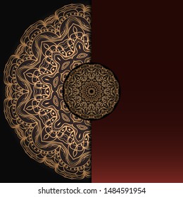 Template card with mandala. Vector. Oriental design for Christmas party invitation, Ramadan holiday, New year greeting, beauty spa salon, wedding