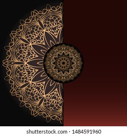 Template card with mandala. Vector. Oriental design for Christmas party invitation, Ramadan holiday, New year greeting, beauty spa salon, wedding