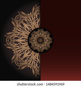 Template card with mandala. Vector. Oriental design for Christmas party invitation, Ramadan holiday, New year greeting, beauty spa salon, wedding