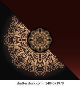 Template card with mandala. Vector. Oriental design for Christmas party invitation, Ramadan holiday, New year greeting, beauty spa salon, wedding