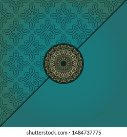 Template card with mandala. Vector. Oriental design for Christmas party invitation, Ramadan holiday, New year greeting, beauty spa salon, wedding