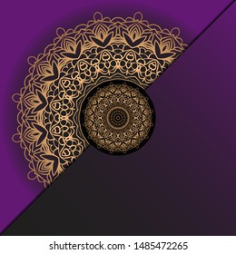 Template card with mandala. Vector. Oriental design for Christmas party invitation, Ramadan holiday, New year greeting, beauty spa salon, wedding