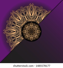 Template card with mandala. Vector. Oriental design for Christmas party invitation, Ramadan holiday, New year greeting, beauty spa salon, wedding