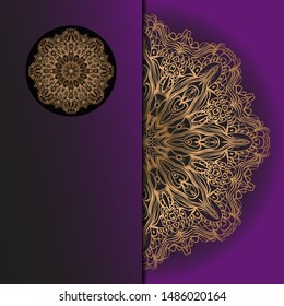 Template card with mandala. Vector. Oriental design for Christmas party invitation, Ramadan holiday, New year greeting, beauty spa salon, wedding