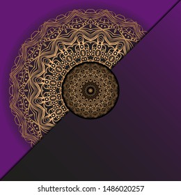 Template card with mandala. Vector. Oriental design for Christmas party invitation, Ramadan holiday, New year greeting, beauty spa salon, wedding